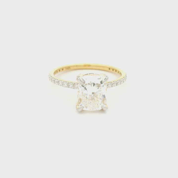 2.48 CT Cushion Diamond Engagement Ring in 14K Solid Gold